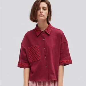 Jupe by Jackie Collar Shirt - Burgundy Size XS